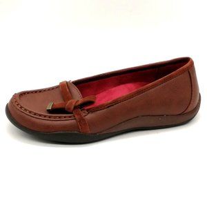 Orthaheel Womens Loafers Mae Brown Faux Leather Slip On Round Toe Flat Heel 6
